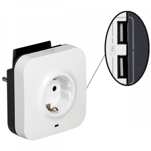 Розетка 2К+З 16 А з ПЗІП і USB роз`ємами Legrand 694671