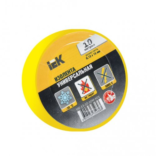 Ізострічка ПВХ (0,13х15 мм) жовта 10 метрів IEK, UIZ-13-10-10M-K05