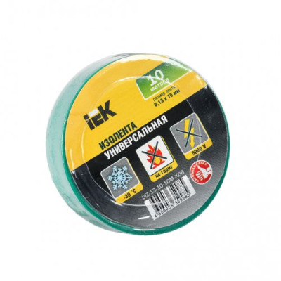 Ізострічка ПВХ (0,13х15 мм) зелена 10 метрів IEK, UIZ-13-10-10M-K06