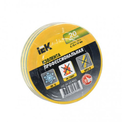 Ізострічка ПВХ (0,18х19 мм) жовто-зелена 20 метрів IEK, UIZ-20-10-K52