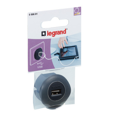 Адаптер для путешествий с USB зарядкой 50681 Legrand, цвет черный