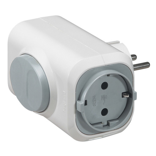 Двойник c кнопкой для выталкивания вилки Legrand Элиум 50665, цвет белый