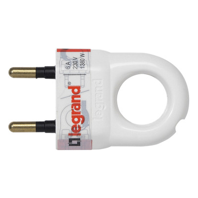 Вилка c кольцом 2-контактная Legrand 50162, цвет белый