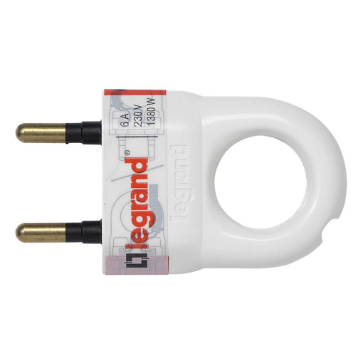 Вилка c кольцом 2-контактная Legrand 50162, цвет белый