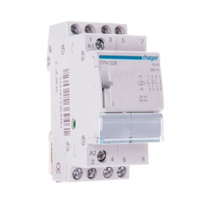 Імпульсне реле Hager EPN528, 2н.з.+2н.о., 16А, Uупр.=24V~ АС / 12V DC