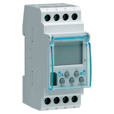 Цифровий таймер Cronotec, тижневий, 16А, 2 контакти, що перемикаються Hager EG203 , запас ходу 5 років Цифровий таймер Cronotec, тижневий, 16А, 2 контакти, що перемикаються Hager EG203 , запас ходу 5 років