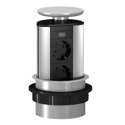 Анодированный выдвижной блок OBO Bettermann  на 2 места 2р+E 250V AC крышка SS кабель 3м 6116858