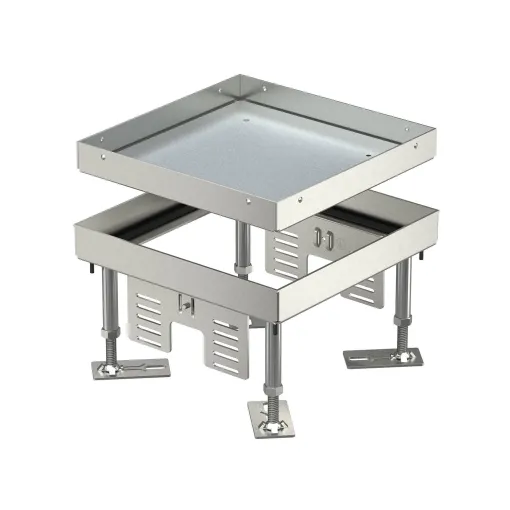 Кассетная рамка напольного лючка OBO Bettermann 7409014 RKN2 4 199х199мм с штангами h = 100- 150мм IP65 из нержавеющей стали