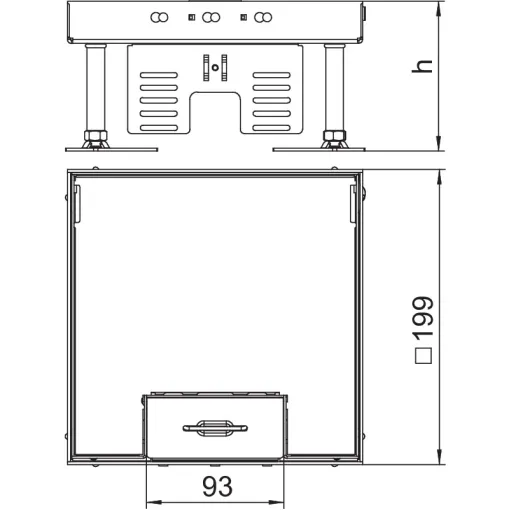 Кассетная рамка напольного лючка OBO Bettermann 7409202 RKSN2 4 на 6 постов 45x45 199х199мм с штангами h=105-150мм