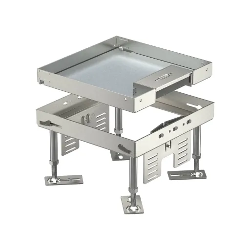 Кассетная рамка напольного лючка OBO Bettermann 7409208 RKSN2 4 на 6 постов 45x45 199х199мм с штангами h=105-150мм из нержавеющей стали
