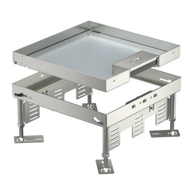 Кассетная рамка напольного лючка OBO Bettermann  RKSN2 9 на 12 постов 45x45 243х243мм с штангами h=105-150мм из нержавеющей стали 7409218