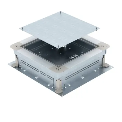 Монтажная коробка для наливных полов OBO Bettermann  UZD250-3/367x410мм h=115-170мм из оцинкованной стали 7410043