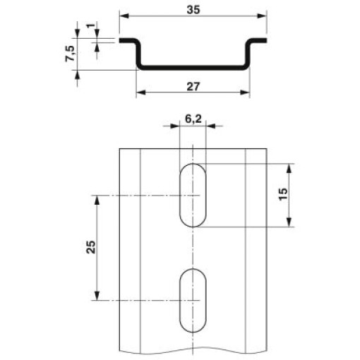 DIN-рейка з перфорацією - NS 35/ 7,5 PERF 1000MM 0807012