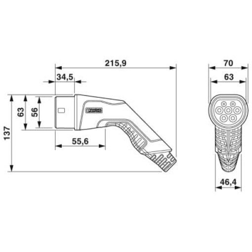 Зарядный кабель AC - EV-T2G3C-3AC20A-4,0M2,5EHBK11 1097295