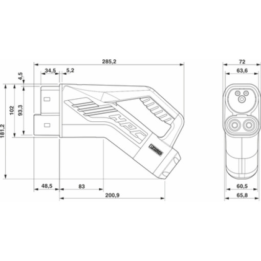 Зарядный кабель DC - EV-T2HPCC-DC500A-6,0M50ECBK11 1101642