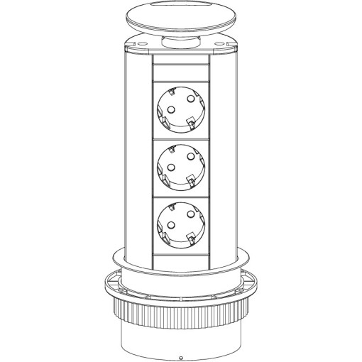 Анодований висувною блок OBO Bettermann 6116878 на 3 місця 2р + E 250V AC + 2 RJ45 Cat.6 кабель 3м