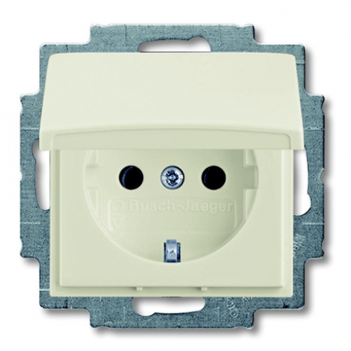 Розетка із заземленням з кришкою IP44 Abb Basic55 колір білий — «Chalet»