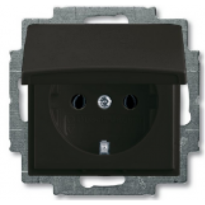 Розетка із заземленням з кришкою IP44 Basic55 чорний шато 20 EUCKD-95-507