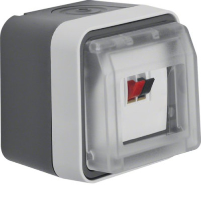 Розетка для динамика одинарная, IP55, серый, W.1