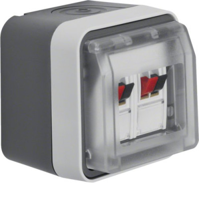 Розетка для динамика двойная, IP55, серый, W.1