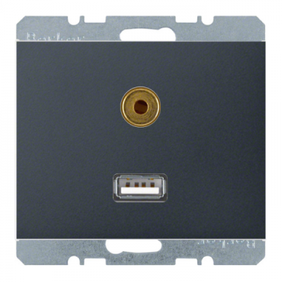 Розетка USB/3.5мм аудіо, антрацит, «K.1» 3315397006