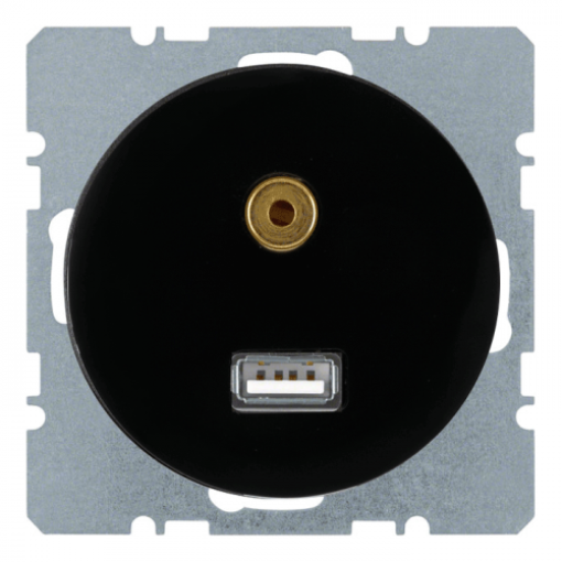 Розетка USB/3.5мм аудио, черный R.1, R.3, 3315392045