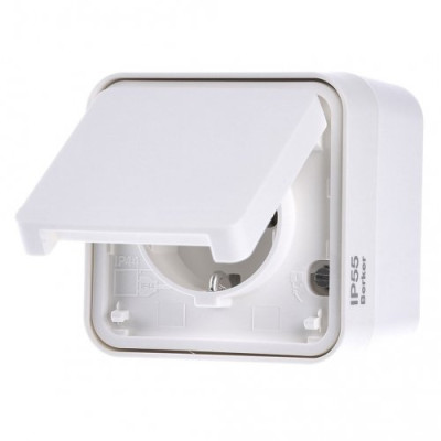 Розетка с з/к IP55, полярно белый, 16А/250В W.1
