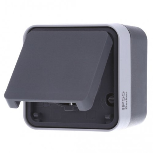 Розетка с з/к IP55, серый, 16А/250В W.1