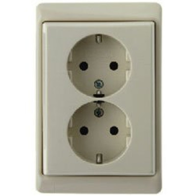 Розетка с з/к с защитой от детей двойная, белая, 16А/250В ARSYS, 47290002