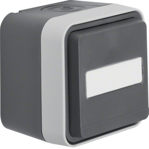 Розетка з з/к, поле д/напису, IP55, сіра, 16А/250В W.1