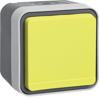 Розетка з з/к з жовтою кришкою IP55, сіра, 16А/250В W.1