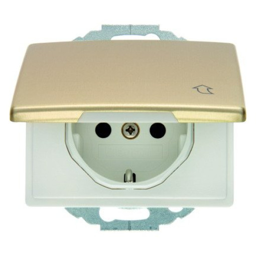 Розетка с з/к с крышкой с защитой от детей, золото, 16А/250В ARSYS, 47570002