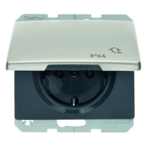 Розетка з з/к з кришкою, нержавіюча сталь, 16А/250В ARSYS IP44