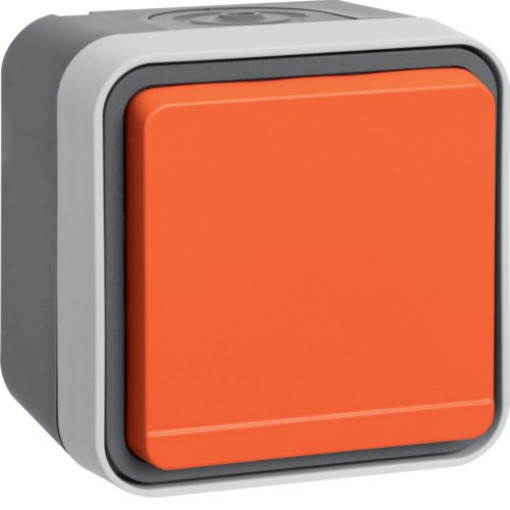 Розетка з з/к з помаранчевою кришкою IP55, сіра, 16А/250В W.1