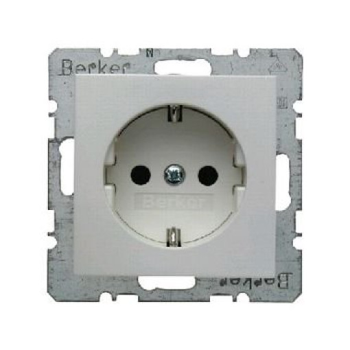 Розетка з з/к, з «захистом від дітей» Berker для колекцій S.1/B.3/B.7 GLAS, колір «полярно-білий, матовий», 47231909