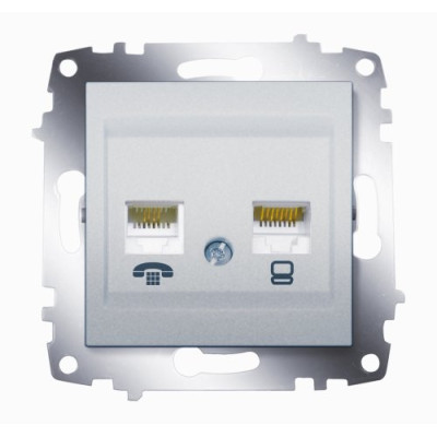 Розетка PC(cat.6)+TF(RJ11) Cosmo алюминий