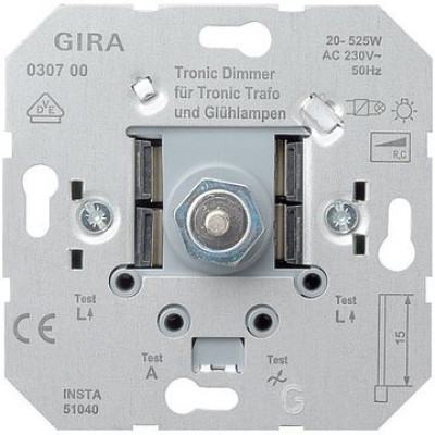 Механизм светорегулятораг Tronic 20-520 Вт Gira 030700 Механизм светорегулятораг Tronic 20-520 Вт Gira 030700