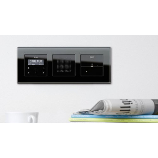 Радіо з функцією RDS, System 55, Gira 228405 зовнішній вигляд чорного скла