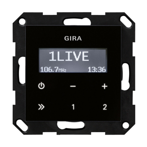 Радіо з функцією RDS, System 55, Gira 228405 зовнішній вигляд чорного скла