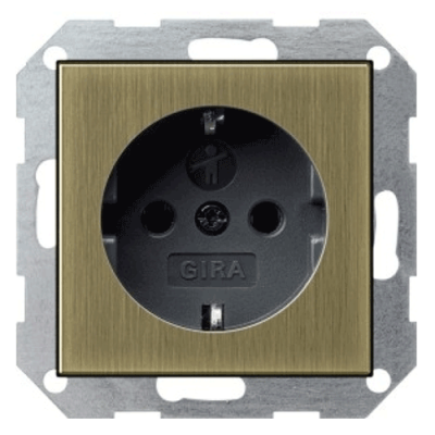 Розетка с з/к с защитными шторками System 55 Gira 0453603 Бронза / Черный