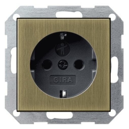 Розетка с з/к с защитными шторками System 55 Gira 0453603 Бронза / Черный