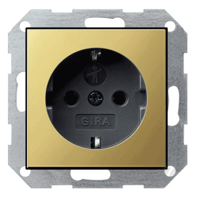 Розетка с з/к с защитными шторками System 55 Gira 0453604 Латунь / Черный