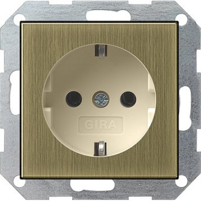 Розетка с з/к System 55 Gira 188613 Бронза/Кремовый
