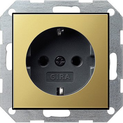 Розетка с з/к System55 Gira 0188604 Латунь / Черный