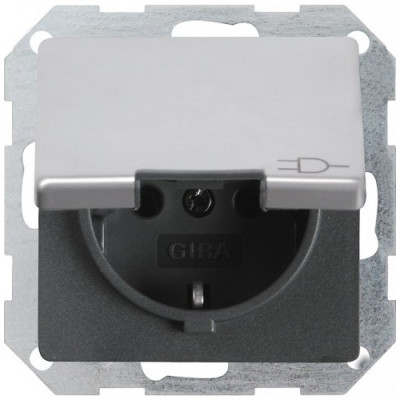 Розетка з з/к з кришкою Е22 Gira 0454203 метал алюміній