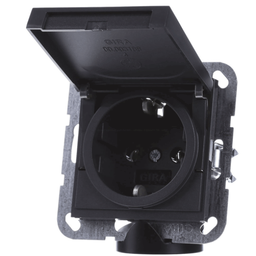 Розетка з з/к з кришкою System 55 Gira 045428 колір антрацит