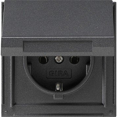 Розетка с з/к с крышкой TX44 (WG UP) Gira 045467 цвет антрацит