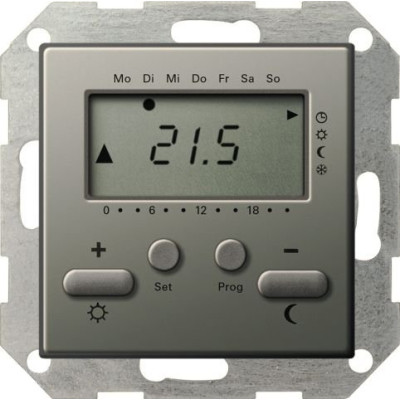 Термостат 230V з таймером Е22 Gira 237020 колір сталь