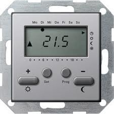 Термостат 230V з таймером Е22 Gira 2370203 колір алюміній