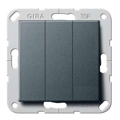 Выключатель / переключатель 3-кл. Gira 283203, System55, цвет антрацит